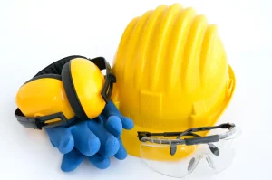safety PPE items include safety helmets , gloves, ear muff and 3M chemical splash google etc